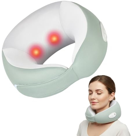 1 Pezzo Massaggiatore per il Collo a U, Massaggiatore per il Collo per Massaggio Rilassante, Cuscino Massaggiante Elettrico a U con Funzione di Calore e Impastamento, per Casa e Ufficio (Verde Chiaro)