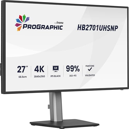 iiyama ProGraphic HB2701UHSNP-B1 27 inch Black IPS LCD (DCI-P3 99%, sRGB 100%, Pantone Validated), UHD 3840x2160, 3000:1 Contrast, 1x HDMI, 1x DP, 1 x USB Type C 96W PD, DP-Out