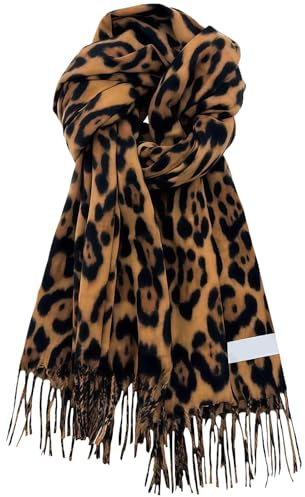 MUNSKT Écharpe Imprimée Léopard, Pashmina Châle, Écharpe Femmes Hiver