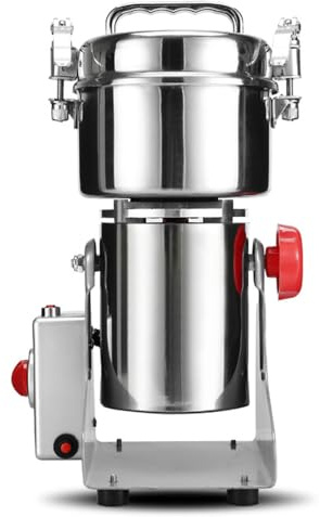 Macinacaffè Elettrico, Macinaspezie Elettrico per Cereali alle Erbe da 1000g, Potenza a Oscillazione di 180°, Macchina per Polvere Commerciale per Cereali Secchi, Caffè, Chicchi di Mais 800G