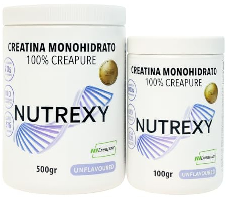 Creatina Monohidrato Creapure 100% – 600g (500g + 100g) – Alta Pureza – Sin Sabor – Nutrexy