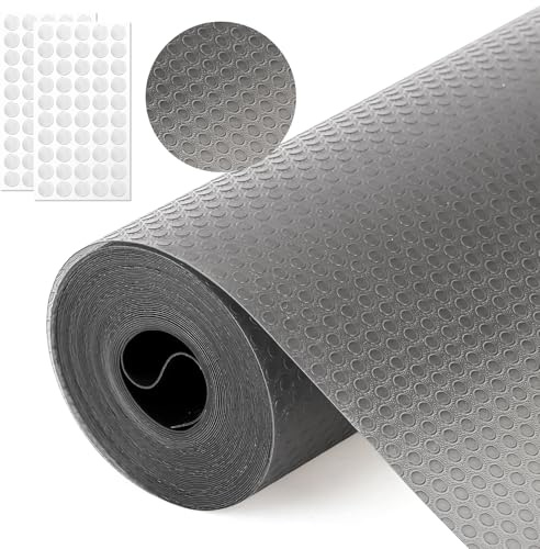 NETFLO Kitchen Cabinet Liner 45x700cm EVA Drawer Liner Transparent Black | Non Slip Non-Adhesive Washable Drawer Protector for Drawers Fridges Cupboards and Desks ( with 100 Adhesive Dots )