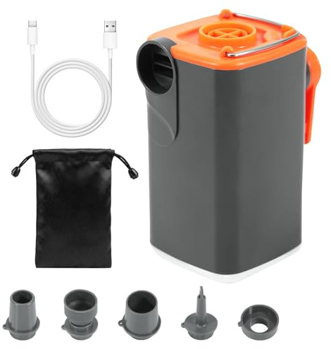 3 IN 1 Electric Air Pump, Portable Rechargeable Mini Air Pump | Mini Vacuum Pump with 5 Nozzles and Storage Bag, for Air Mattress, Pool, Camping