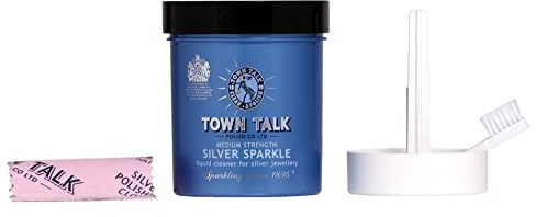 Town Talk Silver Sparkle Kit 225ml | Jewellery Dip Cleaner | Silver Jewellery Cleaning Dip for Tarnish Removal