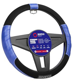 SPARCO SPC1108AZ Universal Steering Wheel Cover L-Sport Color Blue for car, Set of 4