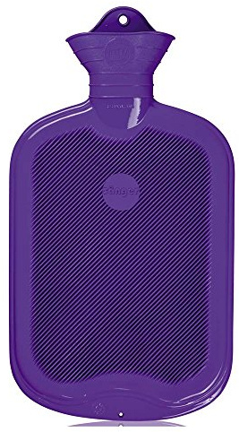 2 Liter Gummi-Wärmflasche, Wärmeflasche Warmtherapie einseitig Lamellen, flieder