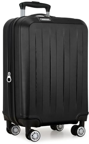 Elite Luggage Expandable Hardside Spinner Luggage, Black, 21 Carry-on