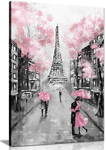 Panther Print, Canvas Wall Art, Framed Prints for Living Room and Bedroom, Pink, Black & White Paris Pictures for Wall, Print for Special Occasions (12x8 Inch)