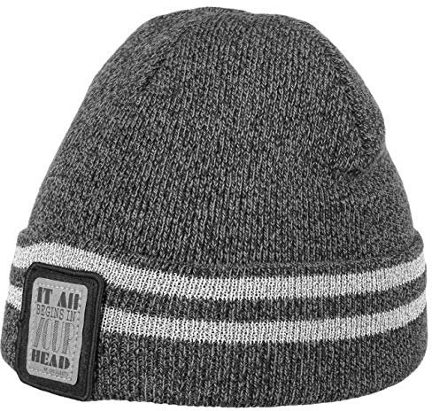 Chillouts Lukas Reflekterande Barnmössa Barn - beanie stickad mössa vintermössa med uppvik Vinter höst-vinter - One Size grå-melerad