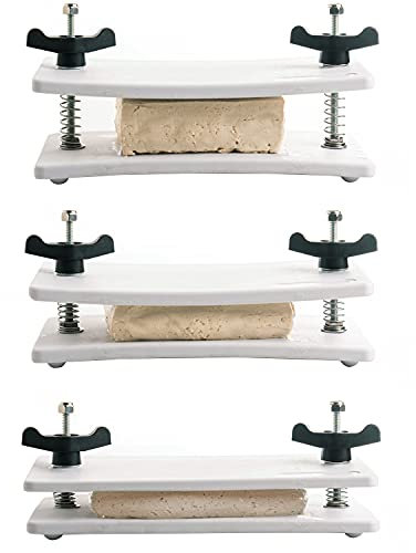 Tofupresse für Extra Festen Tofu - von Healthy Express - Hochwertige Gewölbte Tofu Presse für Beste Ergebnisse mit Festem/Extra Festem Tofu (2 Posten/ 2 Federn oder Upgrade mit 2 Posten/ 4 Federn)