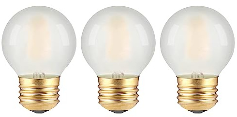 Dimmable Globe Frosted A15 LED Bulbs- 40 Watt Equivalent Ceiling Fan Light Bulbs- 4W Vintage E26 Edison Bulb 2700K Warm White- Round Small Filament Lamp Bulbs for Chandelier, Bathroom Vanity- 3 Count