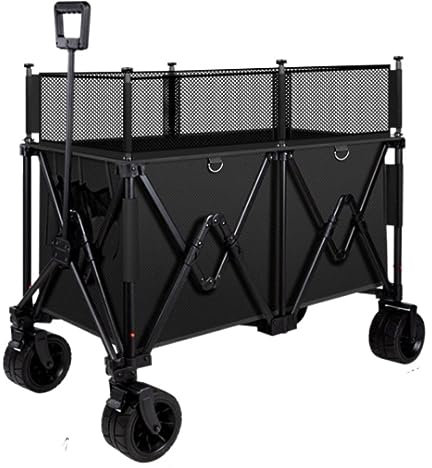 ANIIC Bollerwagen Faltbar Gartenwagen Klappwagen, Großer Tragbarer Gartenwagen Für Den Außenbereich, Sandwagen Mit Großen Rädern, Verstellbarer Griff Für Camping Handwagen Strandwagen