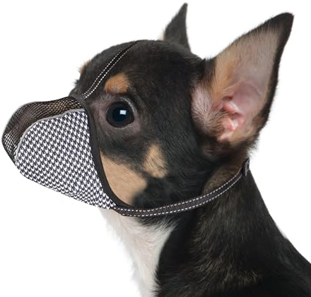 JOYPAWS Muselière pour Chiens de très Petite Taille, en Maille Respirante, Anti-Morsure, Anti-aboiement, réfléchissante, réglable, Couverture complète pour Le toilettage et Le Balayage, Noir, XS
