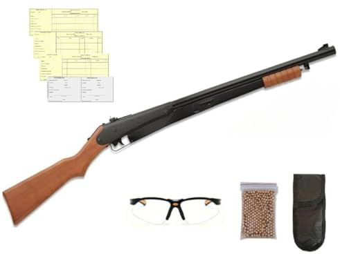 Pack Carabina de Aire Comprimido Daisy 25 Pump Gun 4.5mm – Escopeta de Perdigones con Mira Ajustable + Tarjeta de Armas + Balines 4.5 + Gafas Protectoras + Funda. Carabina Perdigón Daisy 25 Pump Gun