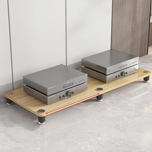 LFONDIGE Supporto per Giradischi con Contenitore per vinili, Supporto per Altoparlanti, Tavolo per Giradischi di metà secolo, Ripiani angolari in Legno, mobiletto per componenti per Lettori Dvd/decod