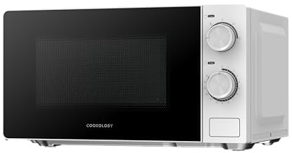 Cookology 20L Freestanding Microwave - 700W Power - 24.5cm Turntable - 5 Power Modes & Easy‑to‑Use Dial Timer - Quick Defrost Setting - White