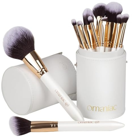 OMANIAC 12-teiliges Makeup Pinsel Set, Hochwertiges Pinselset Make-up aus langlebigen synthetischen Fasern, Professionelle Makeup Pinsel für Alltag oder Reise Makeup Bürsten Set(Weiß)