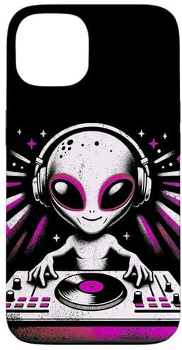 Custodia per iPhone 13 Alien DJ Mixing Music - Divertente design extraterrestre per feste