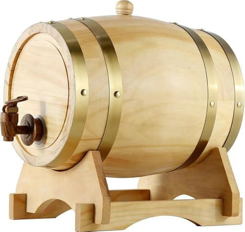 Traditionellt liggande vinfat av trä – dekorativa vinfat med mässingbad för vintage bostäder och affärsinredningar (F,30 l)