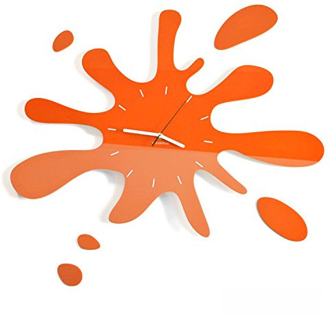 FLEXISTYLE Moderne wanduhr jugendzimmer Jungen Fleck Orange 64cm, wanduhr Teenager, Made in EU, 64x64 cm