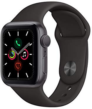 Apple Watch Series 5 40 mm (GPS) - Aluminiumgehäuse Space Grau Schwarz Sportarmband (Generalüberholt)