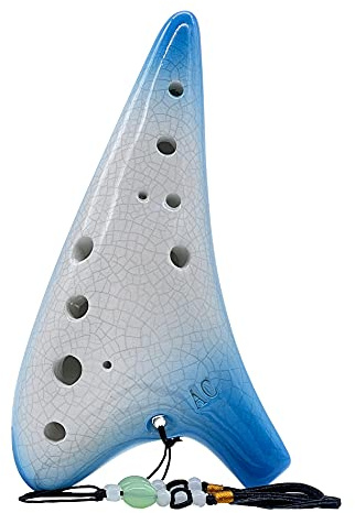 Zetong Legend of Zelda Ocarina 12 Hole Alto C with Textbook and Protective Bag, Perfect for Beginners and Professional Performance (Crack Gradient Blue)