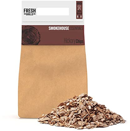 Fresh Grills Copeaux de fumage pour barbecue en bois d'hickory 3 L (700 g) - 100 % bois naturel pour four à pizza, barbecue Kamado, fumoir - Riche saveur fumée - Faible humidité, haute chaleur