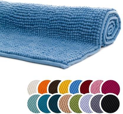 liebling Badteppich, 100% Polyester - Mikrofaser, Serie Chile, 60 x 100 cm, 30 Grad waschbar, Fußbodenheizung geeignet, Farbe: Fjord