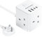 Cube Extension Lead with USB C Slots, 3 Way Power Extension with 4 USB (5V/3.1A 15.5W), Small Tower Extension Lead for Home, Office, Dorm Room, 2M, 13A/3250W