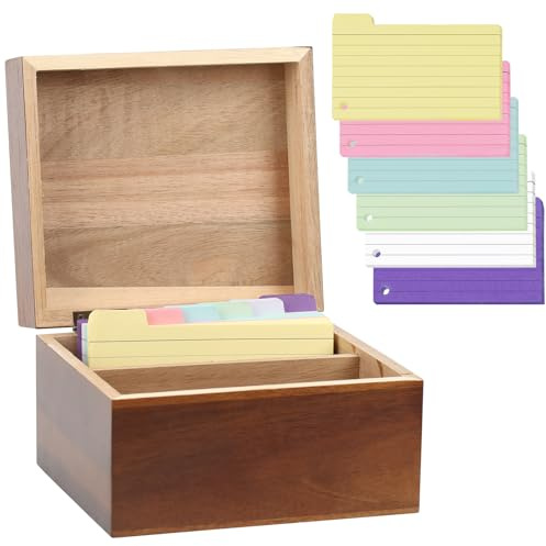 NZZVNZ Karteikarten Box 15,1x10,2x10,3cm, Vokabelkarten, Lernkarten, 12,5x7,9cm Flashcards, 150 Karteikarten Bunt für Englisch Vokabeln, Formeln und Notizen, und Büro Schule Präsentation Vortrag