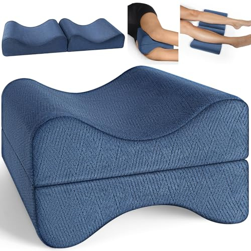 Knee Pillow for Sleepers for Women Men Memory Foam Leg Cushion for Side Sleeping, Under Leg Support for Sleeping on Back - Lumbar, Back& Hip Sciatica Pain Relief