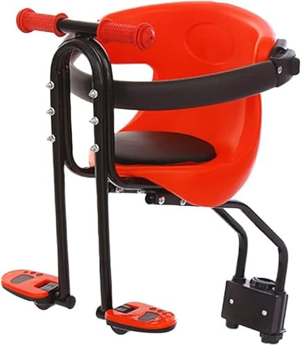 Asiento infantil para bicicleta de montaña [Silla de seguridad infantil] hasta 50 kg, Asiento delantero para bicicletas de montaña con asiento/respaldo ajustable, reposapiés plegable y barra de