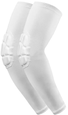 Coderas Futbol Manga Baloncesto Blanco, Acolchado Grueso Mangas para Brazos, 2 Unidades, Protecciones Codo para Futbol Sala Portero Balonmano Voleibol Compresion Brazo