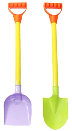 Xweptuy Pala da Sabbia in plastica, Pala da Spiaggia, Manico Lungo, da Neve, Attrezzi da Giardinaggio per Bambini, 2 Pezzi, Colore Casuale