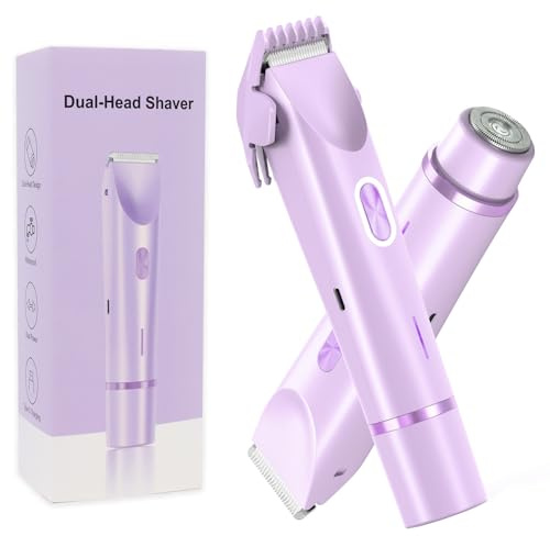 Joigivit 2 en 1 recortadora de bikini para mujer, afeitadora de doble cabezal, afeitadora eléctrica, para vello púbico femenino, IPX7, impermeable, bikini, axilas, piernas, cara, cuerpo