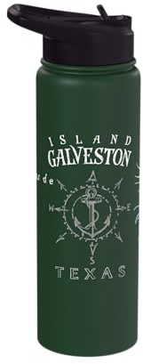 Galveston Island Texas Compass Rose Sailing, Beach Stainless Steel Insulated Water Bottle