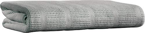 Erwin Müller Sommerdecke, leichte Baumwolldecke, Häkeldecke Trient Silber Größe 150x200 cm - luftig leicht, weiche Qualität, pflegeleicht