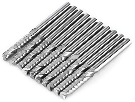 Akozon Single flöjt skaftfräs, 10 st. hårdmetall spiralfräs Single fräs CNC fräs 4 mm skaft