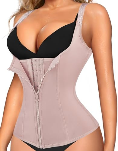 Gotoly Damen Unterbrust Korsett Figurformend Bauchweg Body Shape Tank-Top Stark Formend Körperformer Mieder Verstellbar Oberteil Shapewear (3XL, Beige)