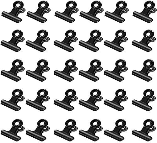 Lattcure, mini graffette da ufficio, 30 pezzi, mini mollette in metallo, clip per foto, ufficio e cucina (nero, 22 mm)