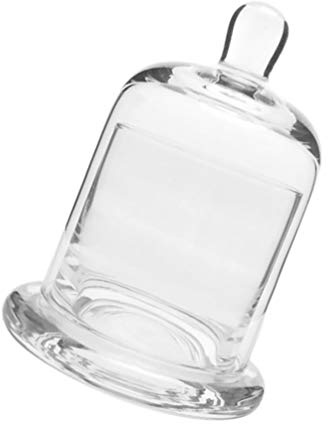 Cabilock Glass Dome with Base Mini Cake Stand Glass Candle Cup Display Dome Cloche Clear Bell Jar Cover for Candle Holder Dessert Cheese Candy Plants Succulents
