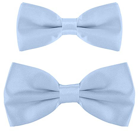 DonDon Vater-Sohn Fliegen Set im Partnerlook, bereits gebunden und verstellbar - Hellblau