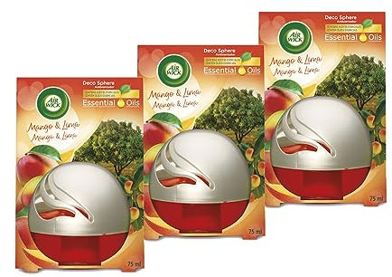 Air Wick Decosphere - ambientador decorativo, esencia para casa y coche con aroma a Mango y lima - 3 unidades