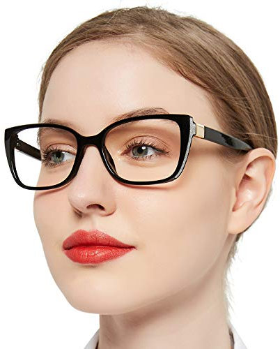 OCCI CHIARI Women's 2.0 Reading Glasses Medium Square Glasses for Women Magnifying Readers Ladies Reading Glasses Strong Hinge (Light Black, 200)