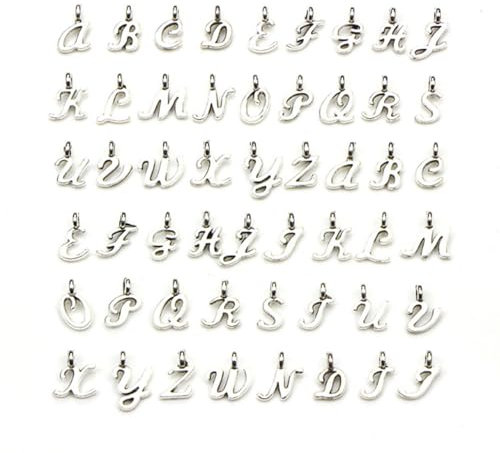 52 Stück ABC Letter Charms Mini-Alphabet A-Z Zinklegierung Armband Halskette Anhänger für DIY Schmuckherstellunghänger für DIY Schmuckherstellung