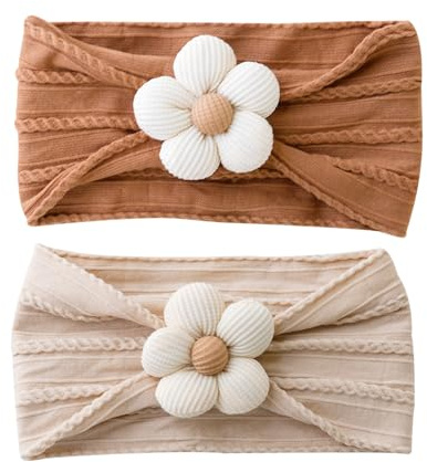 RTRTGS Lot de 2 bandeaux élastiques pour bébé fille - Turban - Accessoires photo - Arcs pour enfants