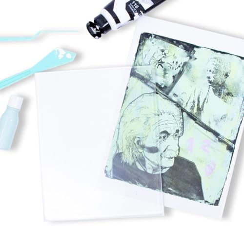 Craftelier - Printing Plate or Gel Printing Plate | Ideal for Creating Textures, Prints or Mixed Media Backgrounds | Suitable for Water Paints, Acrylics, Inks and Much More | Transparent