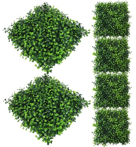 Porgeel Pflanzenwand 6 Stück 25,4 x 25,4 cm Kunstrasen-Wand UV-Schutz grüne Wand Buchsbaum-Paneele lichtbeständig grünes Gras Wandhintergrund der Privatsphäre abdeckt pflanzenwand künstlich