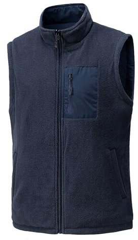 Gilet da uomo per escursionismo all'aperto, giacca invernale senza maniche da uomo con cerniera completa, gilet leggero in pile caldo, leggero, multitasche, per lavoro, pesca, caccia, escursionismo,