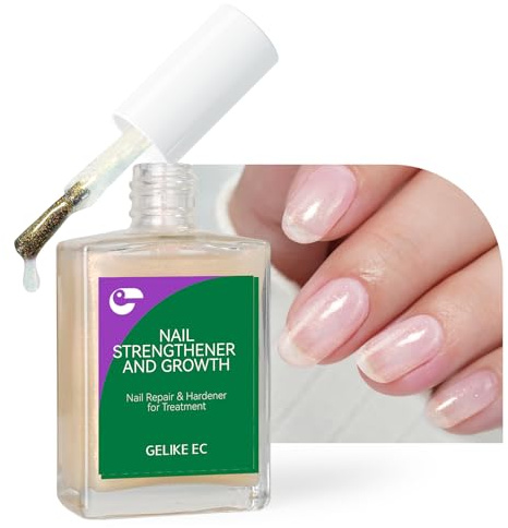 Gelike ec Endurecedor de Uñas Crecimiento Relleno de Ranuras de Uñas: Fortalecedor de Uñas Blanco Nacarado Reparador para Uñas Finas Dañadas y Quebradizas 15ml